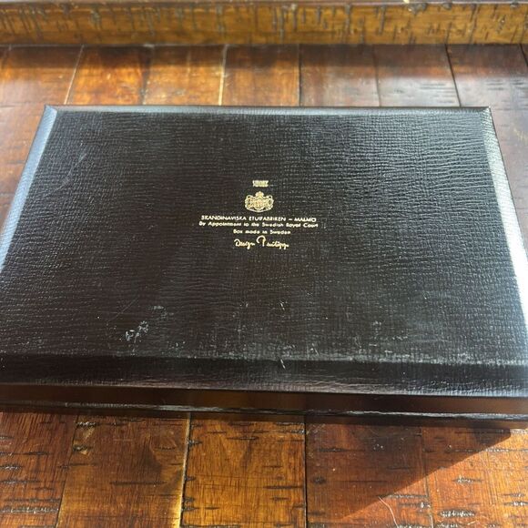 Vintage Men's Jewelry Box Swank "Designer Philippe" Black Leatherette Sweden - Picture 11 of 12